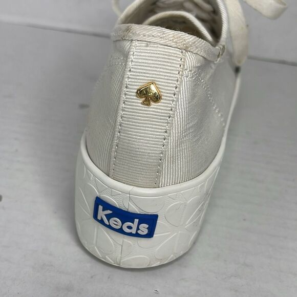Keds X Kate Spade Triple-Up Faille Logo White Platform Sneakers - Picture 9 of 13